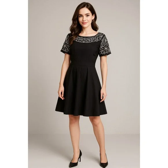 eshakti fit and flare dress EShakti Short Sleeve Fit and Flare Green Dress, 12 – Second Serve Resale